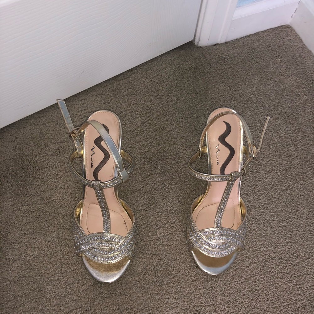 Gold beaded heels